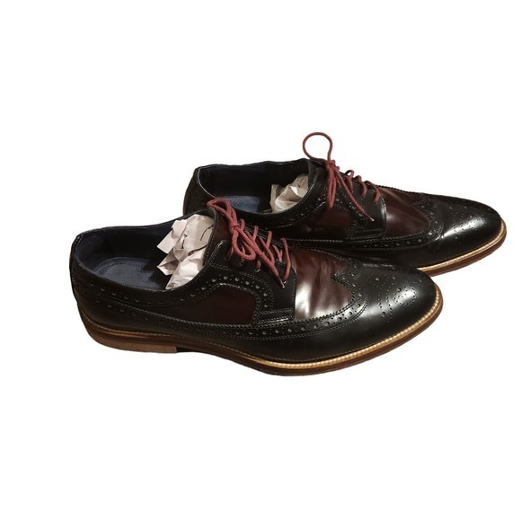 Johnston & Murphy Black Mahoghany Wingtip Oxfords Italian Men's Shoes Size 10 M‎ - Picture 3 of 6